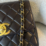 CHANEL Handbag Brown Vintage Lambskin Quilted Square Classic GHW (Shoulder Bag) - Redeluxe