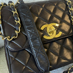 CHANEL Handbag Brown Vintage Lambskin Quilted Square Classic GHW (Shoulder Bag) - Redeluxe