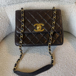 CHANEL Handbag Brown Vintage Lambskin Quilted Square Classic GHW (Shoulder Bag) - Redeluxe