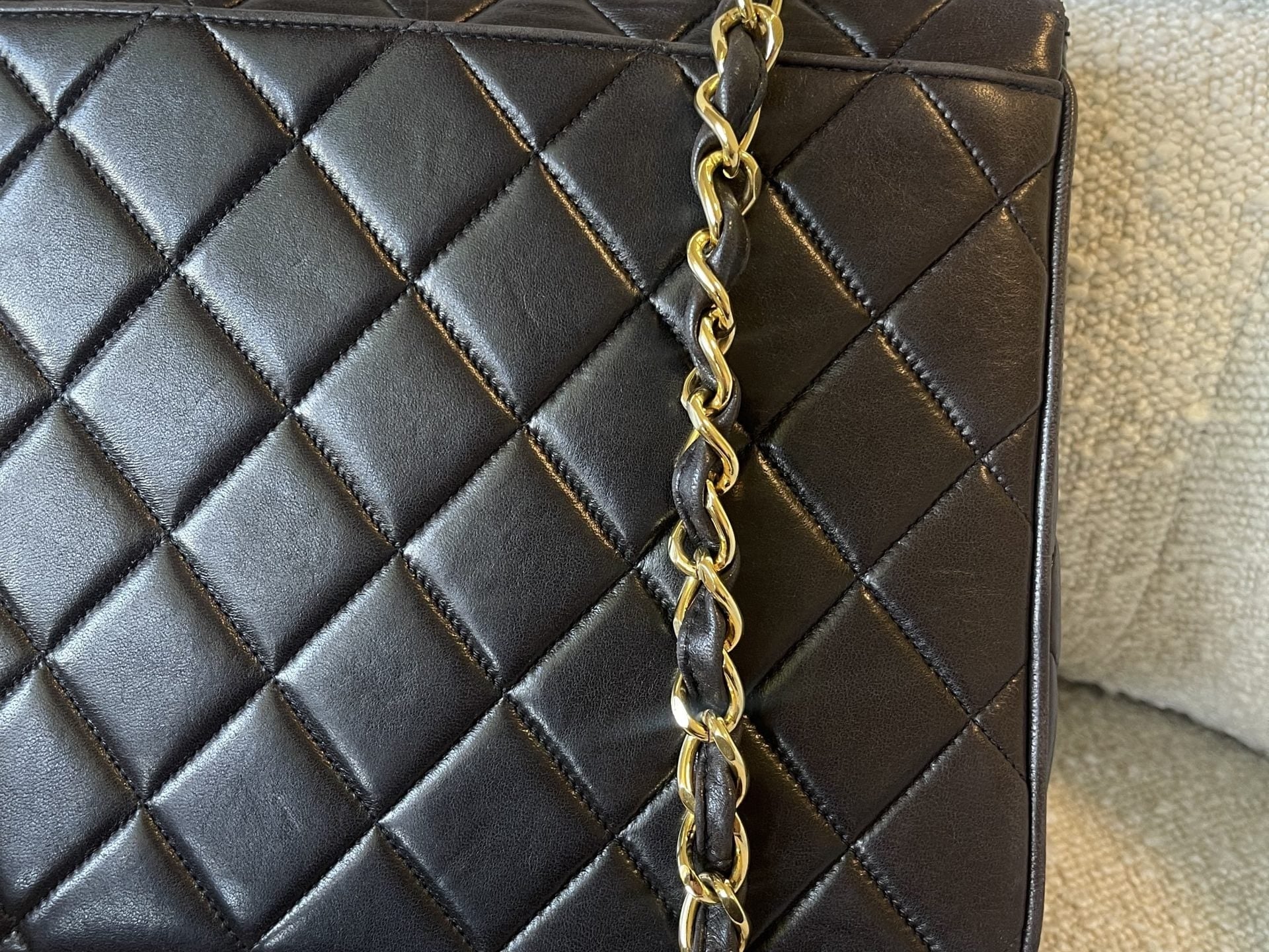 CHANEL Handbag Brown Vintage Lambskin Quilted Square Classic GHW (Shoulder Bag) - Redeluxe