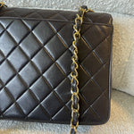 CHANEL Handbag Brown Vintage Lambskin Quilted Square Classic GHW (Shoulder Bag) - Redeluxe