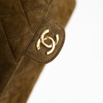 CHANEL Handbag Brown Vintage Matelasse Brown Suede Quilted Single Flap Gold Hardware - Redeluxe