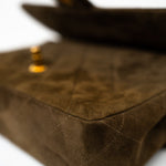 CHANEL Handbag Brown Vintage Matelasse Brown Suede Quilted Single Flap Gold Hardware - Redeluxe