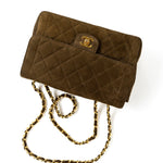 CHANEL Handbag Brown Vintage Matelasse Brown Suede Quilted Single Flap Gold Hardware - Redeluxe