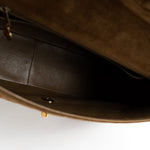 CHANEL Handbag Brown Vintage Tan/Brown Suede Quilted Jumbo XL Single Flap 24k GHW - Redeluxe