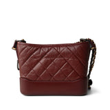 CHANEL Handbag Burgundy Burgundy Aged Calfskin Quilted Gabrielle Hobo Bag Small Mixed Hardware - Redeluxe