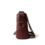 CHANEL Handbag Burgundy Burgundy Aged Calfskin Quilted Gabrielle Hobo Bag Small Mixed Hardware - Redeluxe
