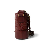 CHANEL Handbag Burgundy Burgundy Aged Calfskin Quilted Gabrielle Hobo Bag Small Mixed Hardware - Redeluxe