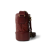 CHANEL Handbag Burgundy Burgundy Aged Calfskin Quilted Gabrielle Hobo Bag Small Mixed Hardware - Redeluxe