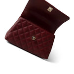CHANEL Handbag Burgundy Burgundy Caviar Quilted Coco Handle Small Light Gold Hardware - Redeluxe