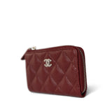 CHANEL Handbag Burgundy Burgundy Caviar Quilted Zipped Coin Purse Key Holder - Redeluxe