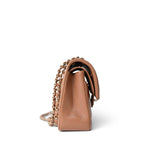 CHANEL Handbag Caramel 22S Caramel Lambskin Quilted Classic Flap Small Light Gold Hardware - Redeluxe