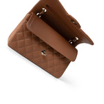 CHANEL Handbag Caramel 22S Caramel Lambskin Quilted Classic Flap Small Light Gold Hardware - Redeluxe