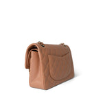 CHANEL Handbag Caramel 22S Caramel Lambskin Quilted Classic Flap Small Light Gold Hardware - Redeluxe