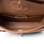 CHANEL Handbag Caramel 22S Caramel Lambskin Quilted Classic Flap Small Light Gold Hardware - Redeluxe