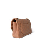 CHANEL Handbag Caramel 22S Caramel Lambskin Quilted Classic Flap Small Light Gold Hardware - Redeluxe