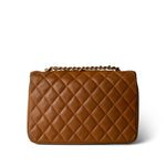 CHANEL Handbag Caramel Vintage Caramel Lambskin Quilted Half Moon Flap Gold Hardware - Redeluxe