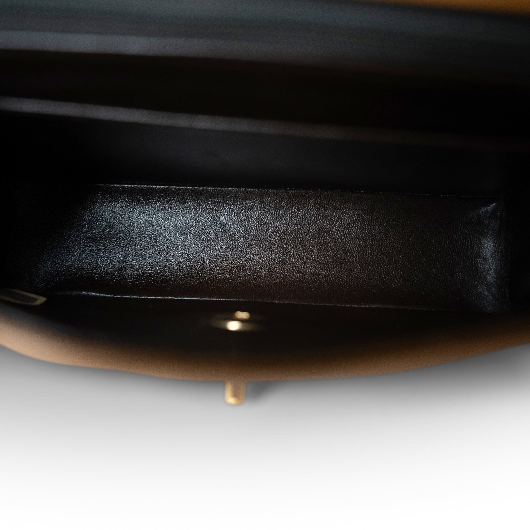 CHANEL Handbag Caramel Vintage Caramel Lambskin Quilted Half Moon Flap Gold Hardware - Redeluxe