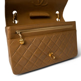 CHANEL Handbag Caramel Vintage Caramel Quilted Single Flap Medium Gold Hardware - Redeluxe