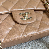 CHANEL Handbag Chanel 18S Dark Beige Caviar Quilted Classic Flap Jumbo LGHW - Redeluxe