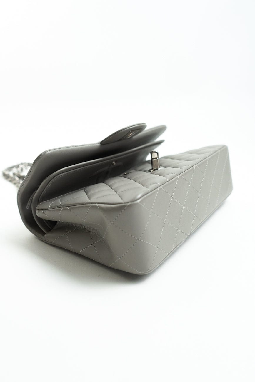 Buy CHANEL 19B Grey Lambskin Classic Flap Small SHW | Luxury Pre