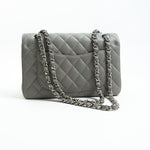 CHANEL Handbag Chanel 19B Grey Lambskin Quilted Classic Flap Small SHW - Redeluxe