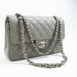 CHANEL Handbag Chanel 19B Grey Lambskin Quilted Classic Flap Small SHW - Redeluxe