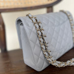 CHANEL Handbag Chanel 21A Grey Caviar Quilted Medium Classic Flap LGHW - Redeluxe