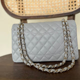 CHANEL Handbag Chanel 21A Grey Caviar Quilted Medium Classic Flap LGHW - Redeluxe