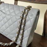 CHANEL Handbag Chanel 21A Grey Caviar Quilted Medium Classic Flap LGHW - Redeluxe