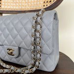 CHANEL Handbag Chanel 21A Grey Caviar Quilted Medium Classic Flap LGHW - Redeluxe