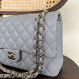 CHANEL Handbag Chanel 21A Grey Caviar Quilted Medium Classic Flap LGHW - Redeluxe