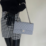 CHANEL Handbag Chanel 21A Grey Caviar Quilted Medium Classic Flap LGHW - Redeluxe