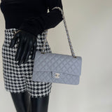 CHANEL Handbag Chanel 21A Grey Caviar Quilted Medium Classic Flap LGHW - Redeluxe