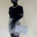 CHANEL Handbag Chanel 21A Grey Caviar Quilted Medium Classic Flap LGHW - Redeluxe