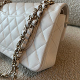 CHANEL Handbag Chanel 21A White Caviar Quilted Classic Flap Small LGHW - Redeluxe