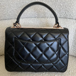 CHANEL Handbag Chanel 21B Black Lambskin Quilted Trendy CC Rose Gold Hardware - Redeluxe