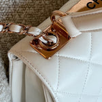 CHANEL Handbag Chanel 21B Small White Lambskin Quilted Trendy CC w/ Rose Gold Hardware - Redeluxe