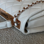CHANEL Handbag Chanel 21B Small White Lambskin Quilted Trendy CC w/ Rose Gold Hardware - Redeluxe