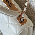 CHANEL Handbag Chanel 21B Small White Lambskin Quilted Trendy CC w/ Rose Gold Hardware - Redeluxe