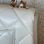 CHANEL Handbag Chanel 21B Small White Lambskin Quilted Trendy CC w/ Rose Gold Hardware - Redeluxe