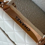 CHANEL Handbag Chanel 21B Small White Lambskin Quilted Trendy CC w/ Rose Gold Hardware - Redeluxe