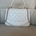 CHANEL Handbag Chanel 21B Small White Lambskin Quilted Trendy CC w/ Rose Gold Hardware - Redeluxe