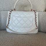 CHANEL Handbag Chanel 21B Small White Lambskin Quilted Trendy CC w/ Rose Gold Hardware - Redeluxe
