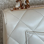 CHANEL Handbag Chanel 21B Small White Lambskin Quilted Trendy CC w/ Rose Gold Hardware - Redeluxe