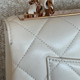 CHANEL Handbag Chanel 21B Small White Lambskin Quilted Trendy CC w/ Rose Gold Hardware - Redeluxe