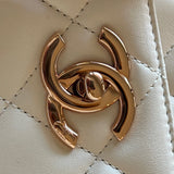 CHANEL Handbag Chanel 21B Small White Lambskin Quilted Trendy CC w/ Rose Gold Hardware - Redeluxe