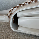 CHANEL Handbag Chanel 21B Small White Lambskin Quilted Trendy CC w/ Rose Gold Hardware - Redeluxe