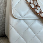 CHANEL Handbag Chanel 21B Small White Lambskin Quilted Trendy CC w/ Rose Gold Hardware - Redeluxe