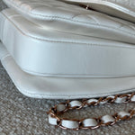 CHANEL Handbag Chanel 21B Small White Lambskin Quilted Trendy CC w/ Rose Gold Hardware - Redeluxe